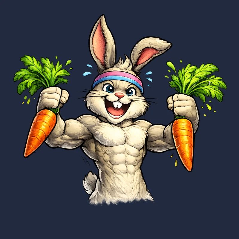 Starker Hase mit Karotten 