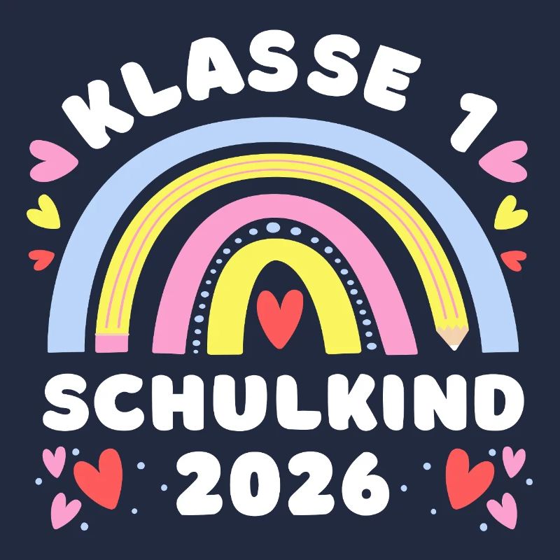 Schulkind 2026 - Regenbogen mit Stift - Klasse 1