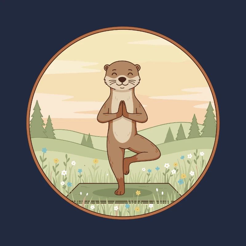 Yoga Otter Animal Doing Tree Pose