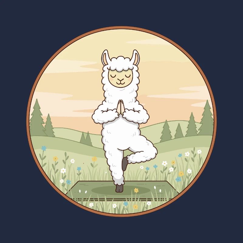 Yoga Llama Alpaca Doing Tree Pose