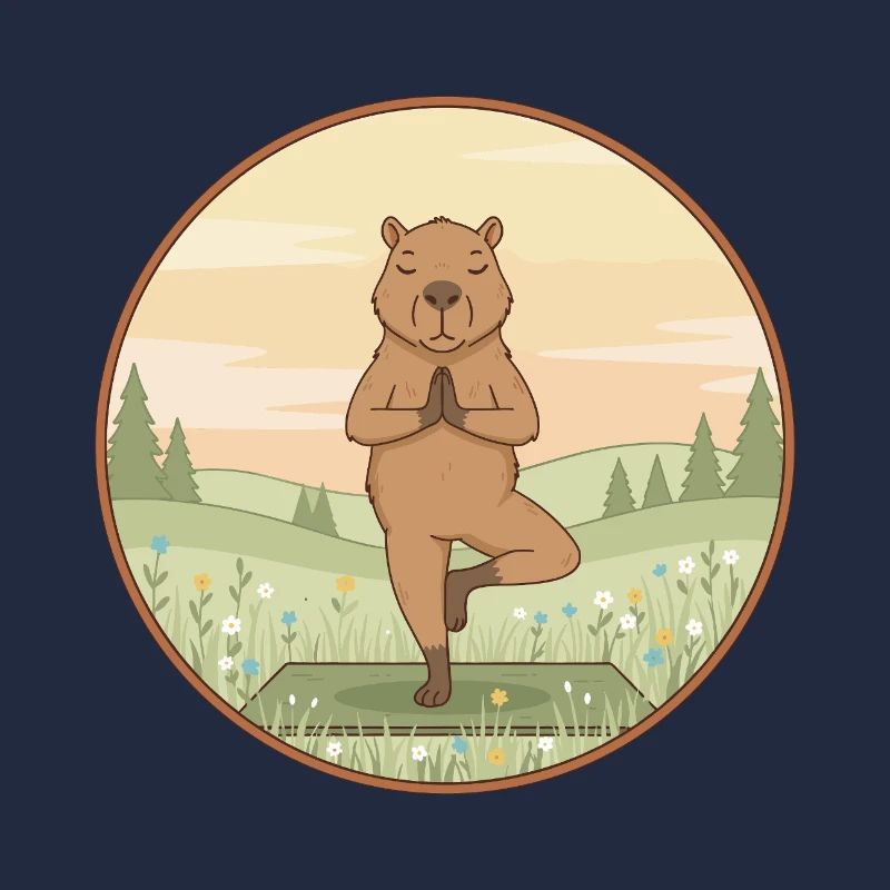Yoga Capybara Rodent Doing Tree Pose