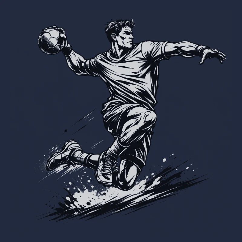 Dynamischer Handballer im Comic Stil