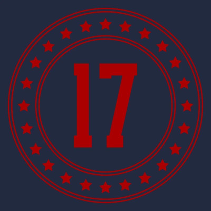 Rotes Jubiläumsbadge 17