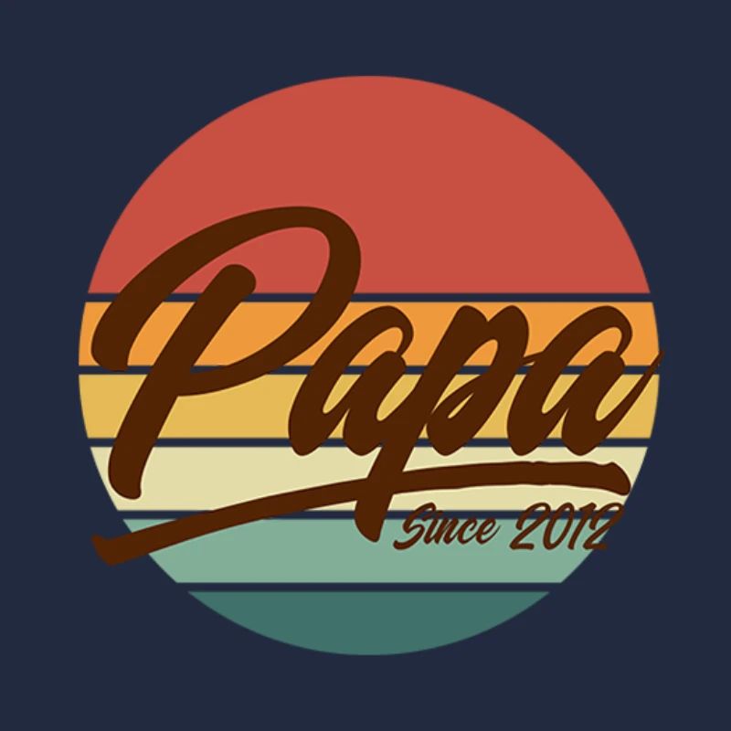Papa Since 2012 Retro Vintage Sunset Design