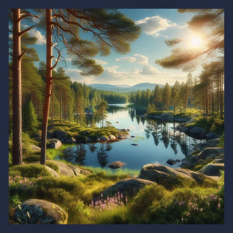 Waldsee in der Abendsonne