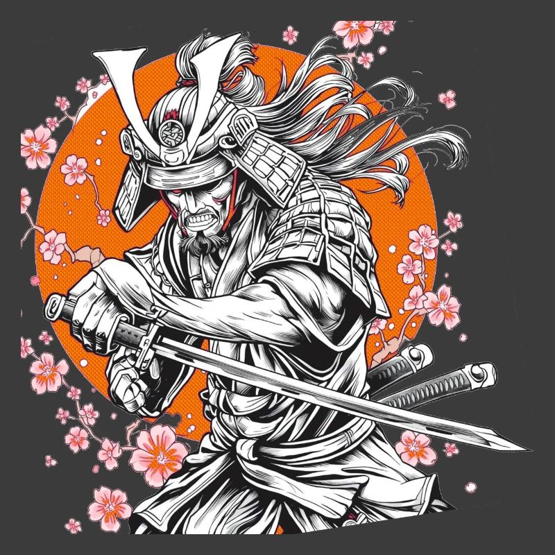 Samurai mit Sakura und Orange Circle