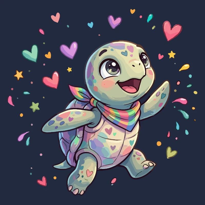 Regenbogen Turtle mit Herzmustern