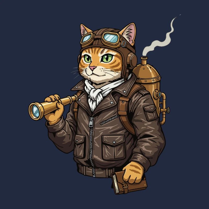 Cat Aviator Steampunk Explorer Curiosity