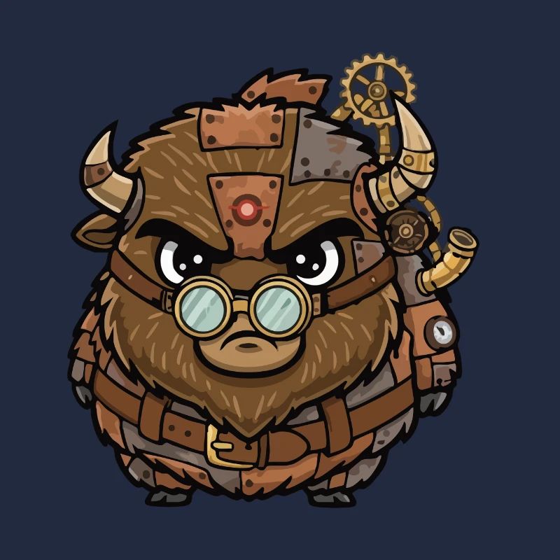 Bison Steampunk Cyborg Armor Gears