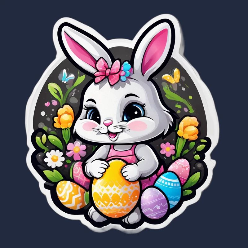 Spring rabbit and colorful eggs