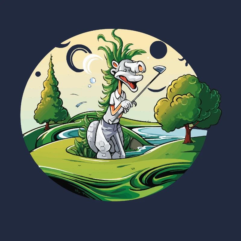 Dino Golf Duo on a green meadow