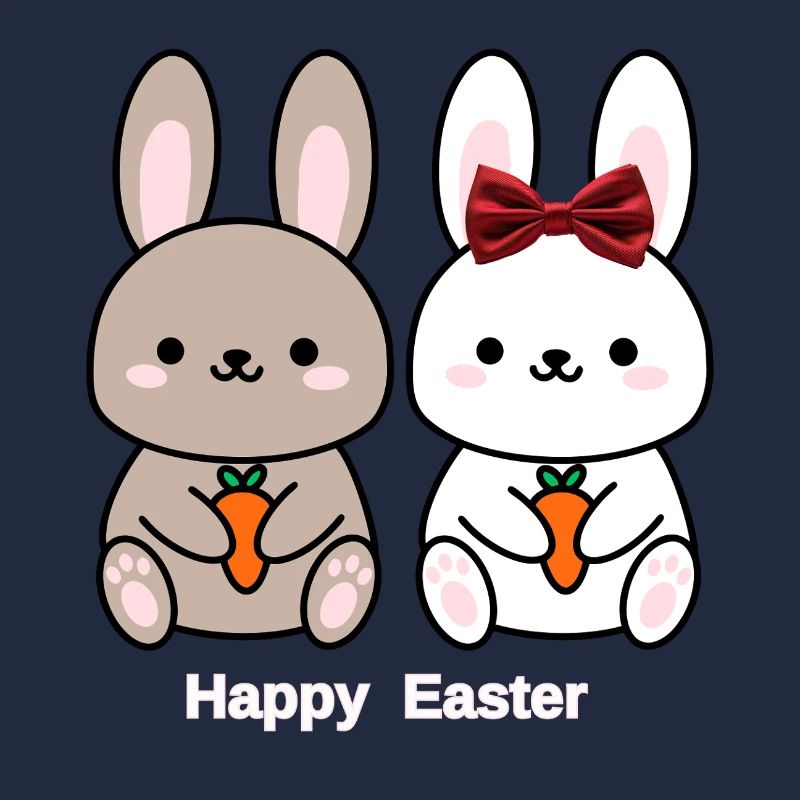 Happy Easter Cute Bunny Couple Shirt