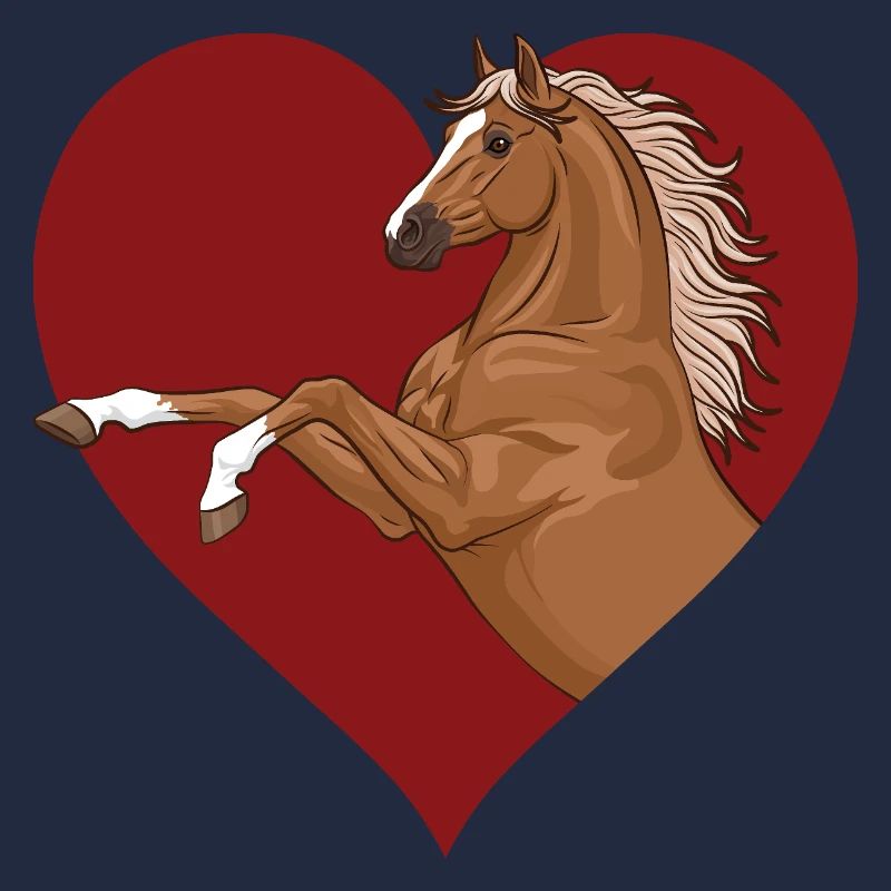 Ein springendes Pferd und ein rotes Herz