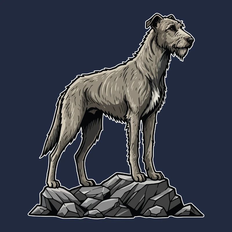 Irish Wolfhound Dog on Rock