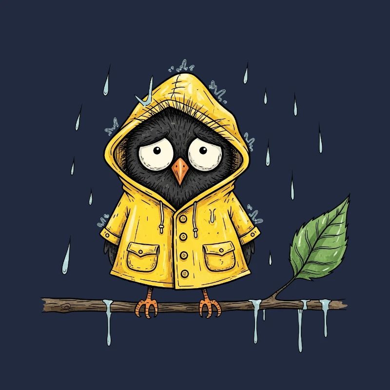 Regeneule im gelben Regenmantel