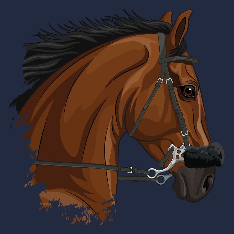 Der Kopf eines braunen Pferdes mit einem Hackamore