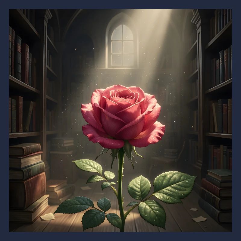 Rose Amidst Library Light