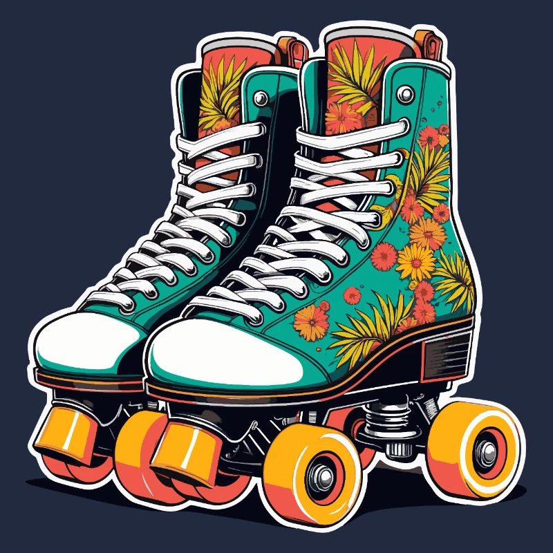 Blumenflair Rollschuhe Teal