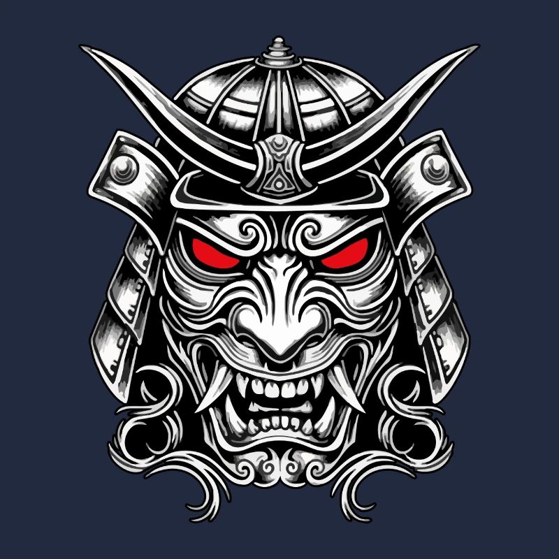 Samurai Kabuto Totem Japanese Red Eye Mask