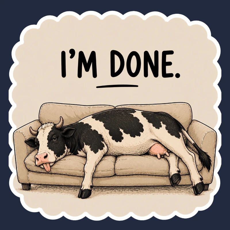 I’m Done – Lustige Kuh auf Sofa