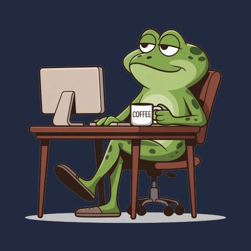 Frosch Büro mit Kaffee