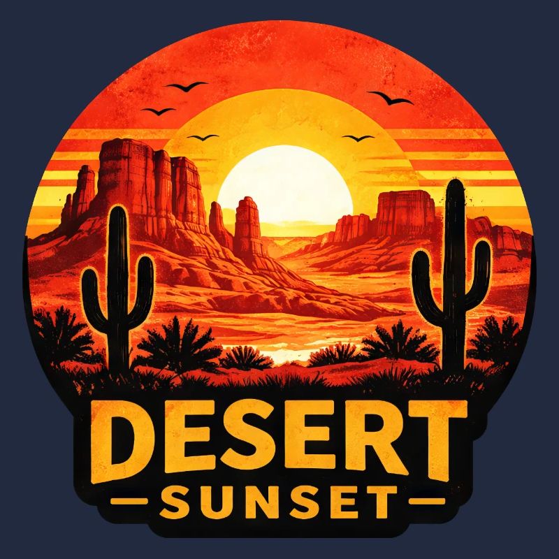 Aventure : Paysage de cactus au coucher de soleil dans le désert