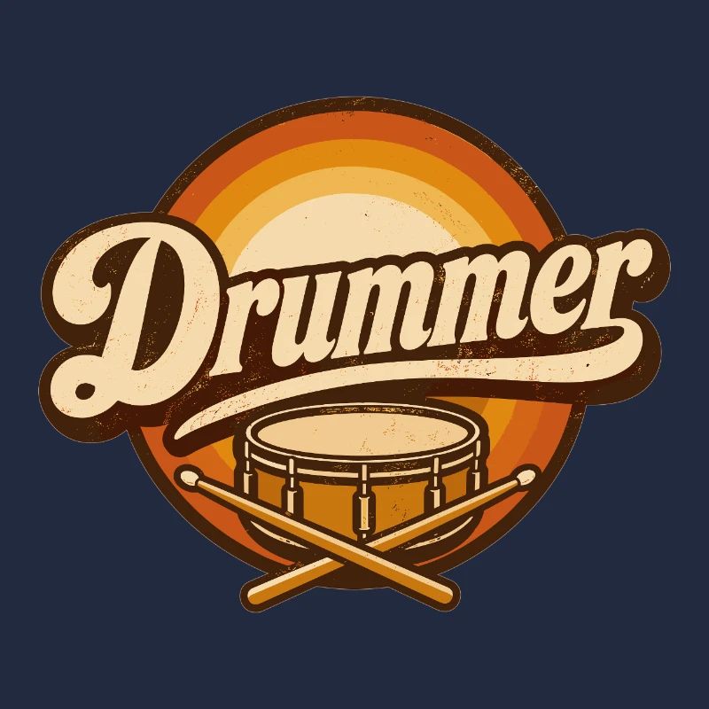Logo rétro du batteur avec batterie