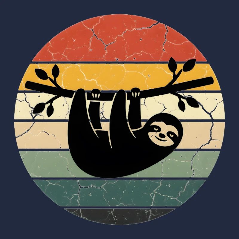 Sloth Gift Retro Design Sunset