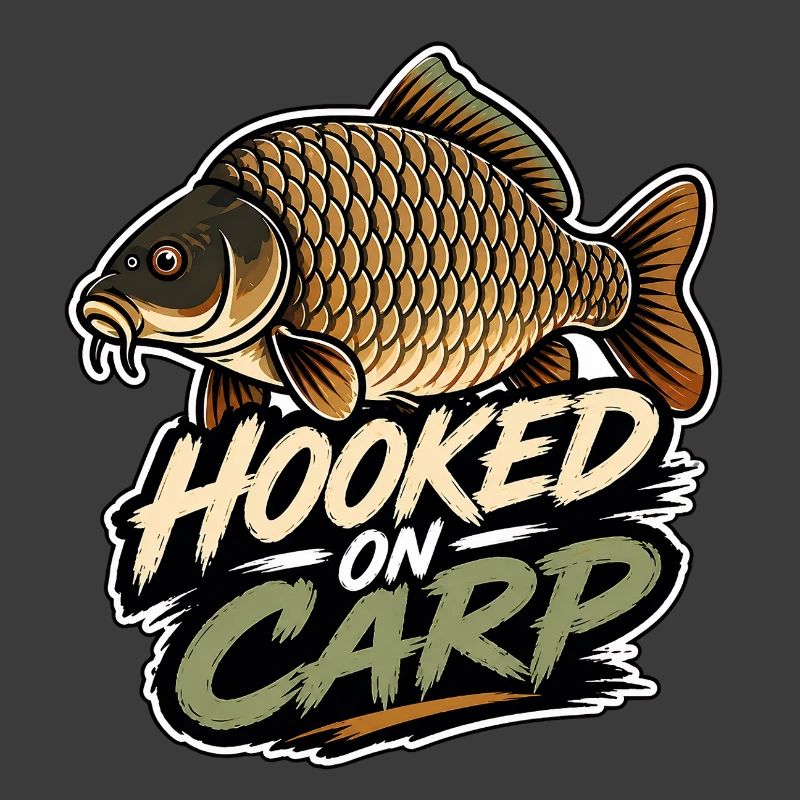 Hooked On Carp Lustiges Karpfenfischen-Design