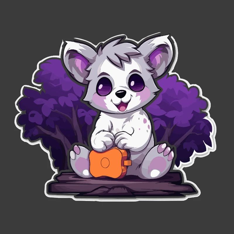 Panda câlin dans le buisson violet
