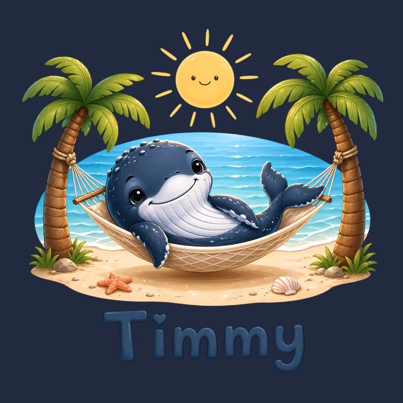 Timmy la baleine au hamac de la plage