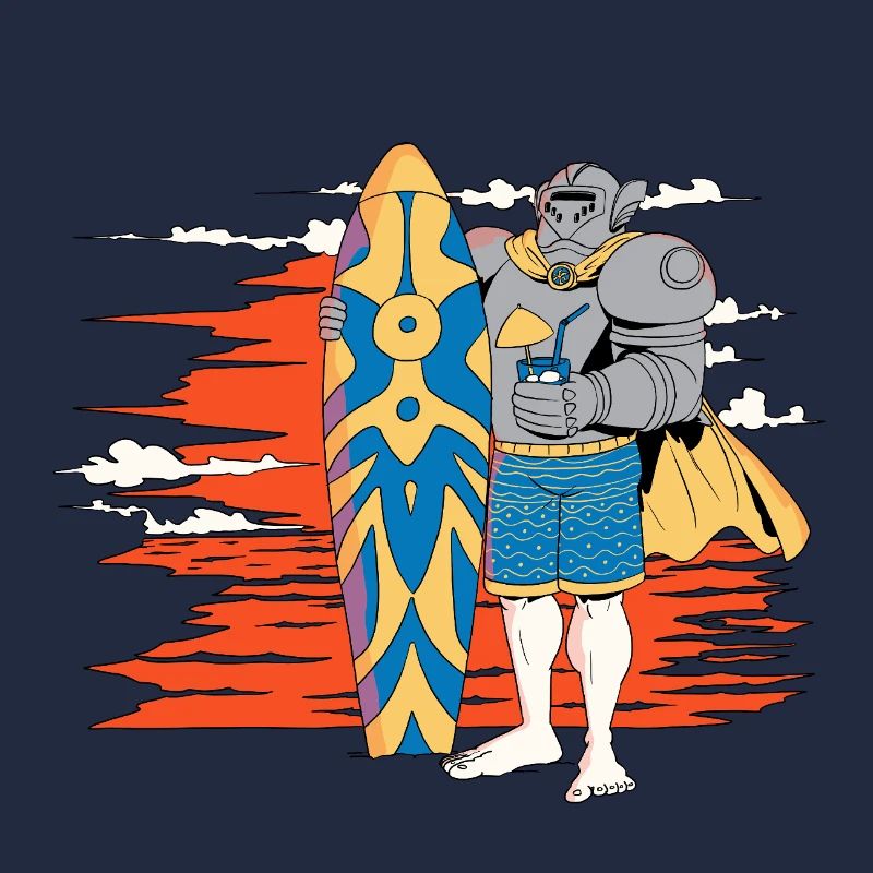Surfer Knight in the Setting Sun