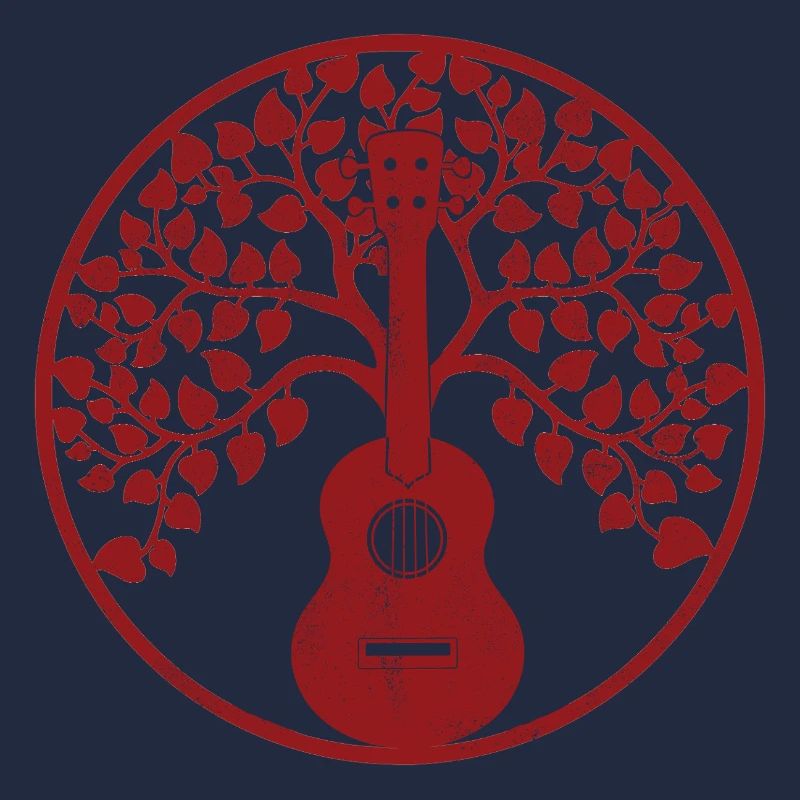 Ukulele tree mandala red