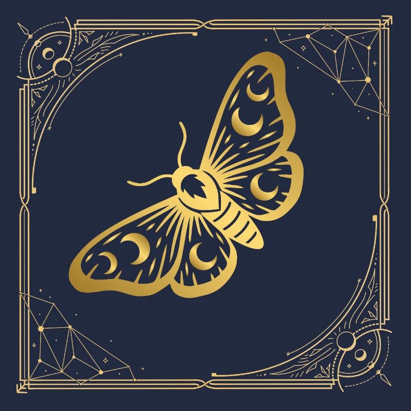 Papillon doré dans un cadre Art déco