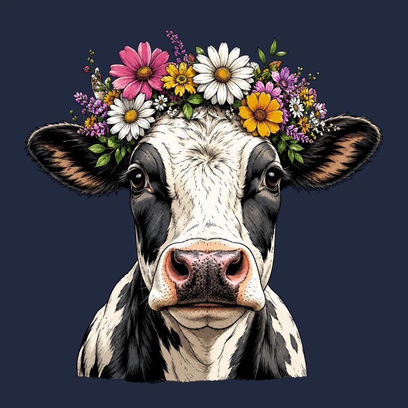 Kuh mit Blumenschmuck
