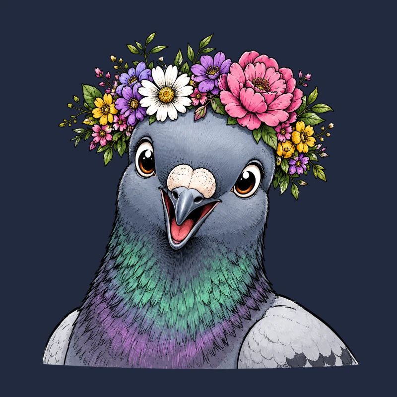 Taube mit Blumenschmuck 
