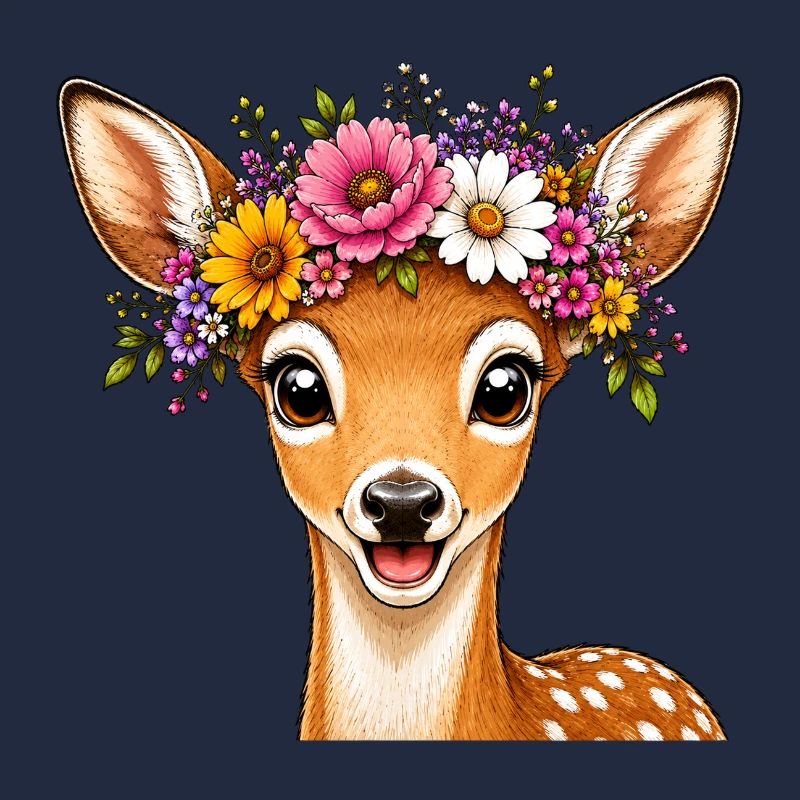 Reh mit Blumenschmuck