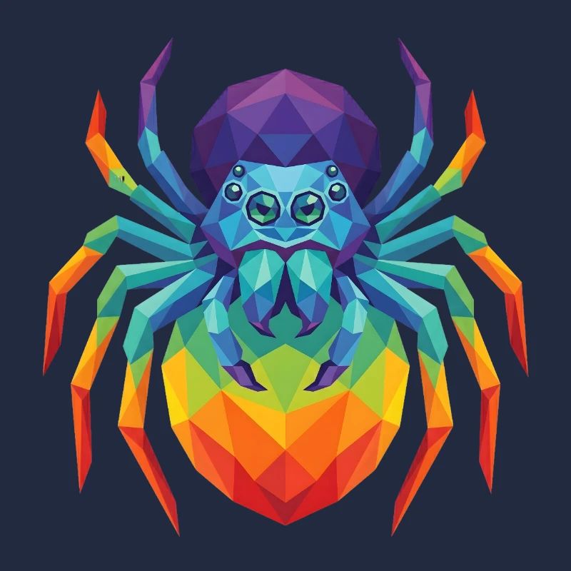 Vibrant Geometric Jumping Spider Pop Art