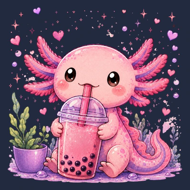Pink Axolot with Bubble Tea