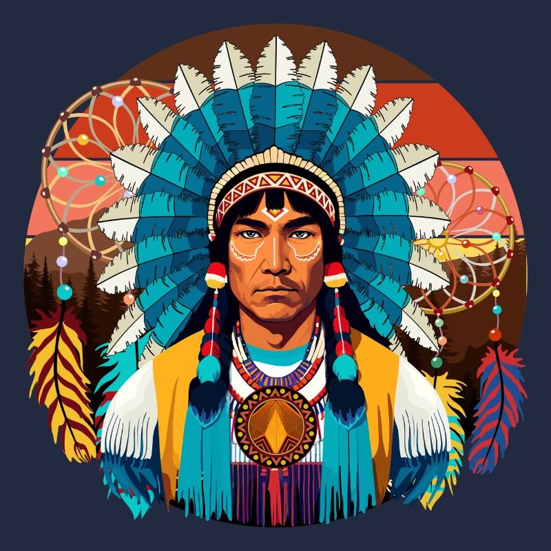 Native American Chief Powerful Portrait