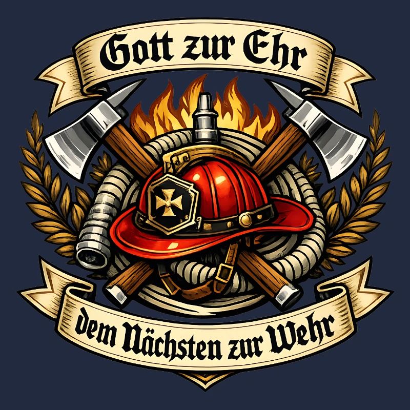 Feuerwehr Emblem mit Helm und Äxten