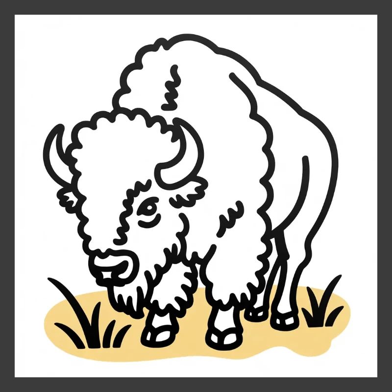 Bison on yellow grass