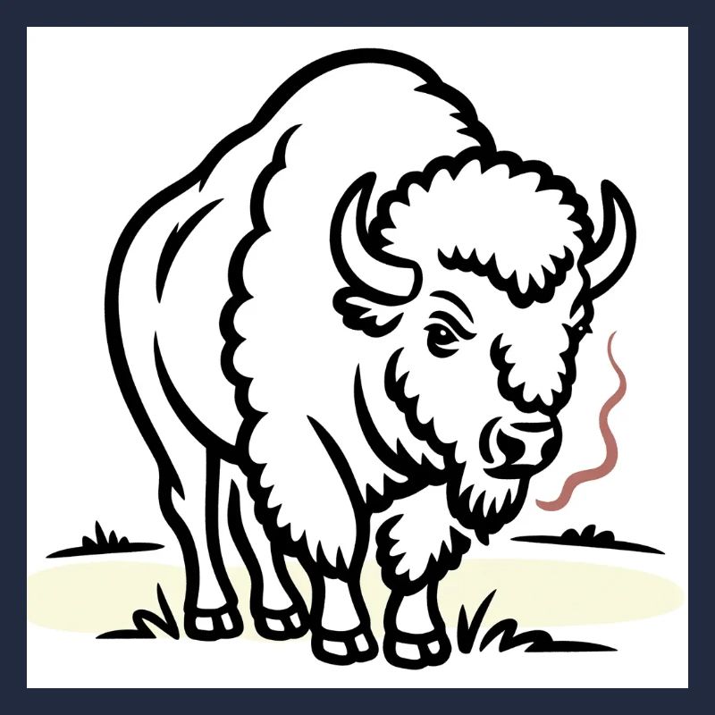 Bison with a smoke in the field