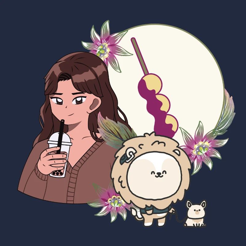 Bubble Tea Girl and Lion with Hearing Aid
