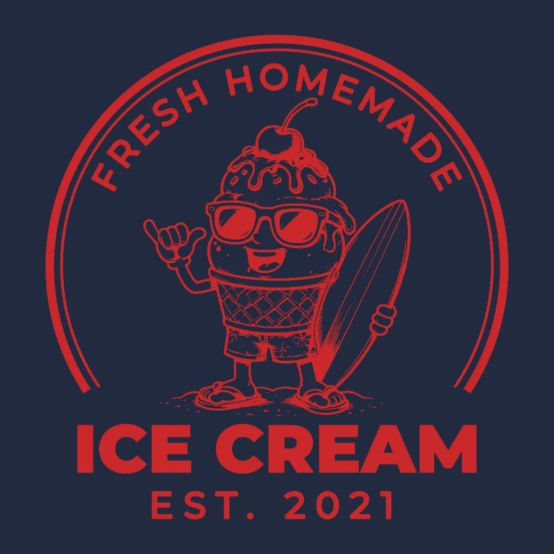Fresh Homemade Eiscreme Surfer Style