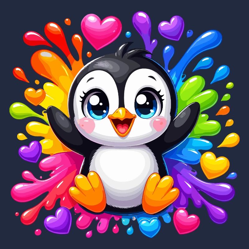 Pinguin Farbherzen Spritzer