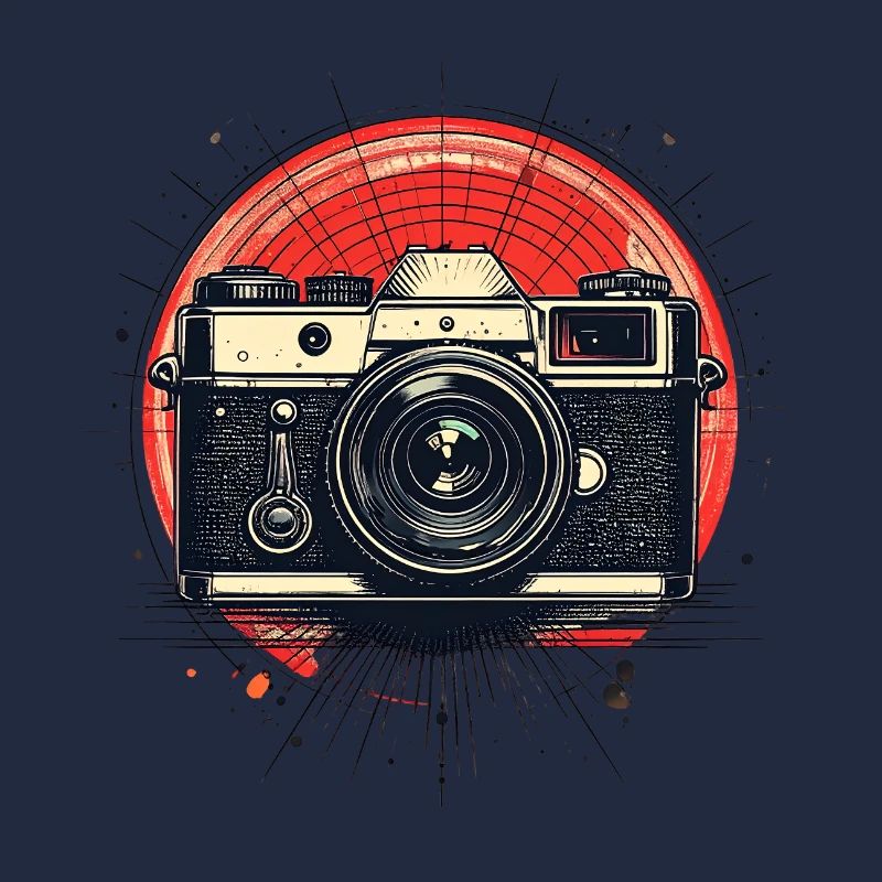 Vintage camera with red circle