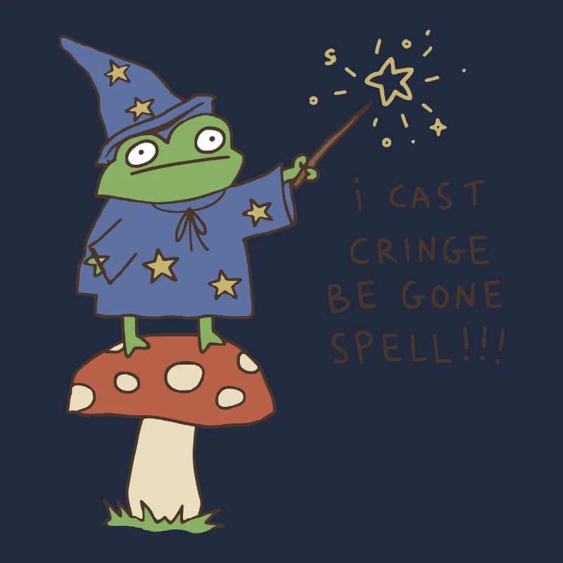 I Cast Be Gone Spell Funny Frog Wizard 