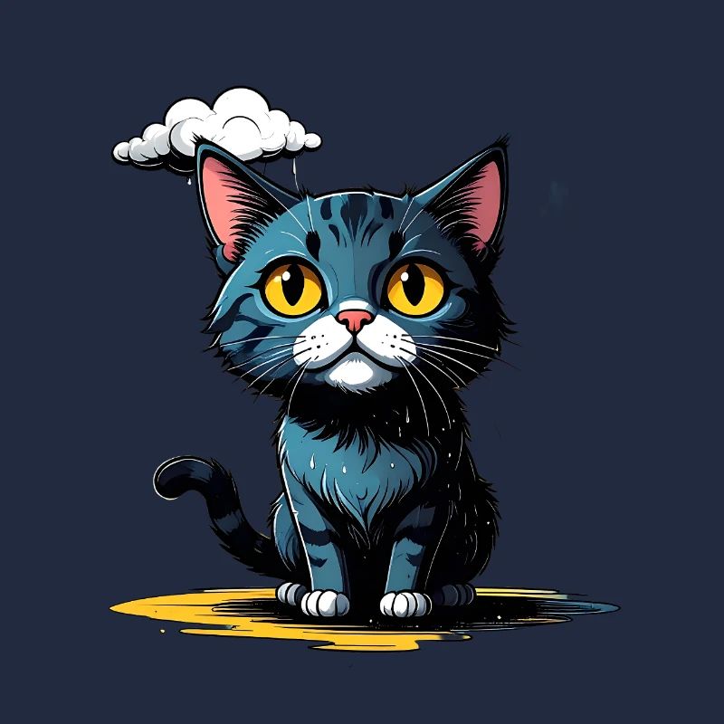 Cat under a rain cloud