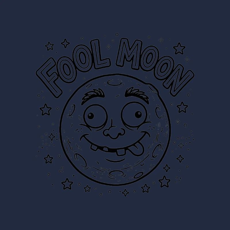 Fool Moon Funny Space Jeu de mots Édition graphique Line Art